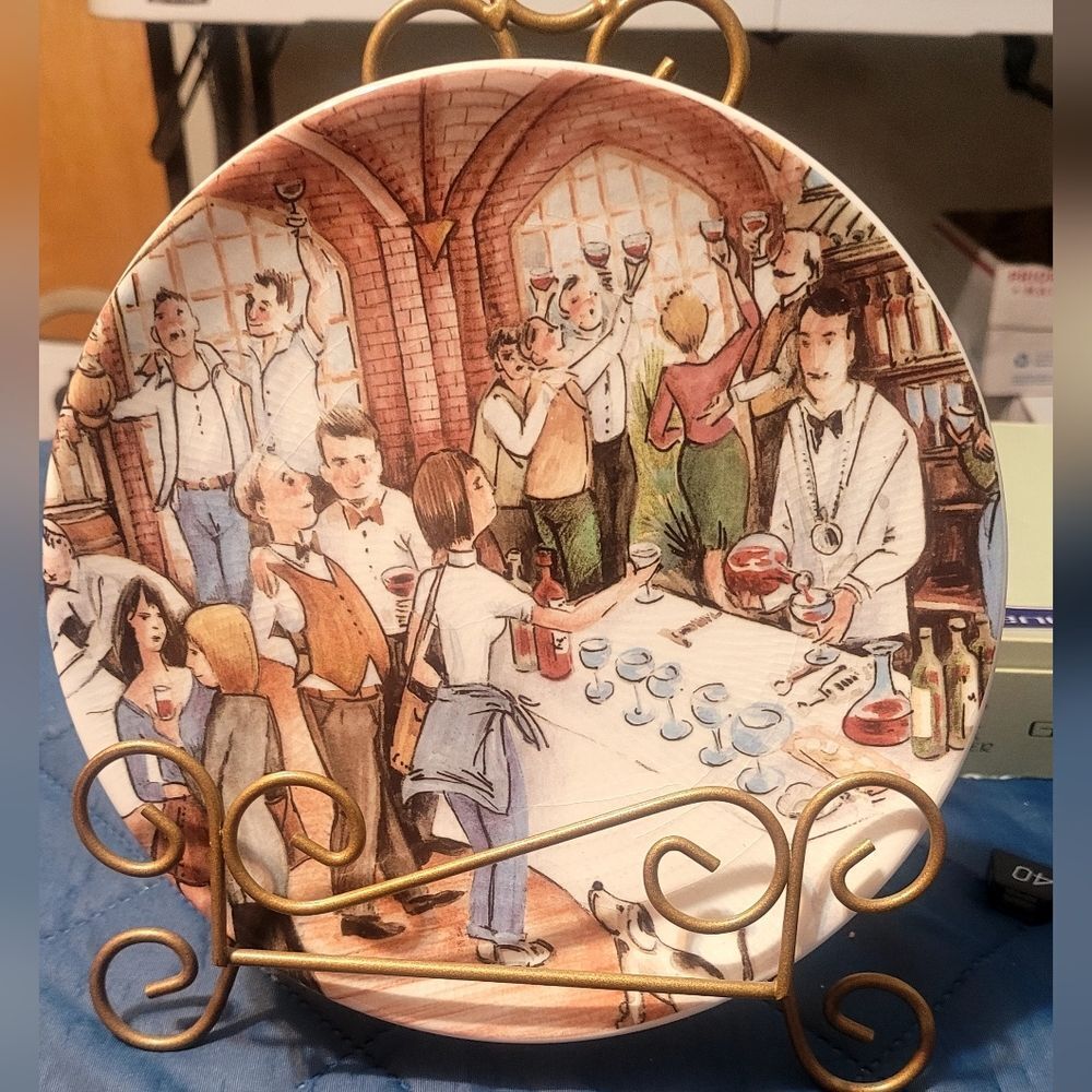 Vintage collector plate from the "Market Scenes" collection by Brunelli